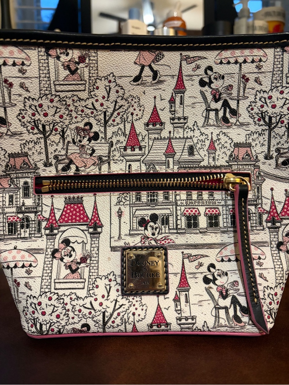 Dooney & Bourke Pink and Cream Disney Minnie Mouse Printed Tote